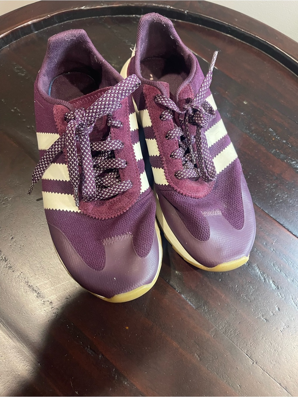 adidas Women's Plum Purple Retro Runner Sneakers with White Stripes